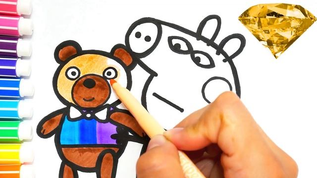 Раскраска для Детей Злая Свинка Пеппа с Мишкой Игрушкой / Учим цвета / Раскрашка ТВ смотреть онлайн