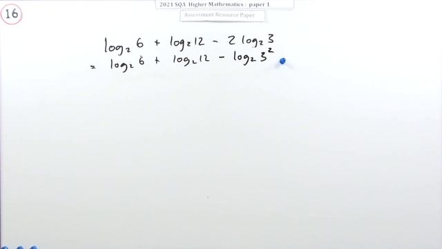 2021 Higher Mathematics Paper 1 no.16 Evaluate log expression смотреть онлайн