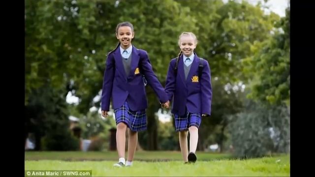'Million-to-one' Twins, one white, one black. Marcia and Millie off to school for the first time смотреть онлайн