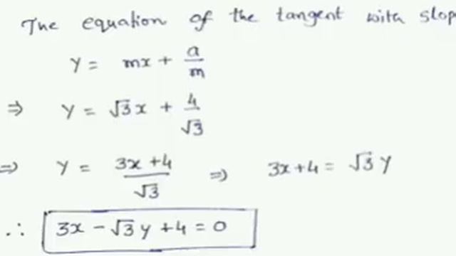 find the equation of tangent to the parabola y^2=16x inclined at 60° to the X-axis смотреть онлайн