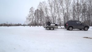 Мотобуксировщик БТС 500 с лыжным модулем. Транспортировка мотособаки на далёкие расстояния.