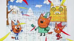 Три Кота зимой лепят ракету - собираем пазл для детей Три Кота | Раскрашка ТВ