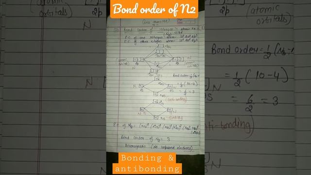 Bond order of Nitrogen #bondorder#chemicalbonding#shzclasses#shorttrick#shortsvideos#youtube смотреть онлайн