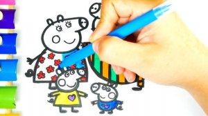 Свинка Пеппа Мультик Раскраска | Семья Свинки Пеппы | Учим цвета | Раскрашка ТВ