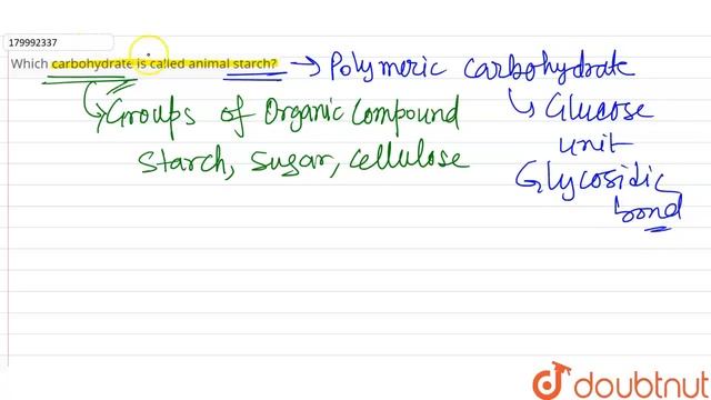Which carbohydrate is called animal starch? | 11 | CHEMICAL CONSTITUENTS OF LIVING CELLS: BIOMO... смотреть онлайн