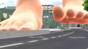 Giant cute girl steps on the tiny city | added sound |