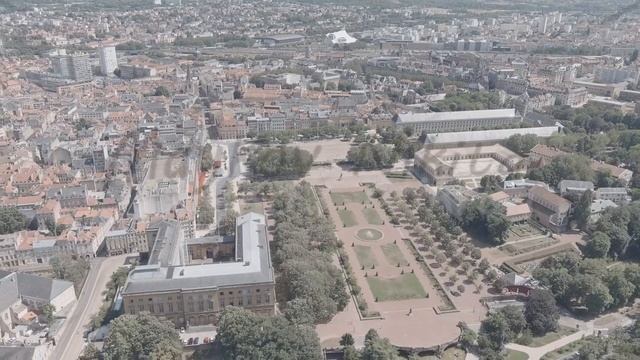 A-Log. Metz, France. Esplanade Garden. View of the historical city center. Summer, Sunny day, Aeria смотреть онлайн