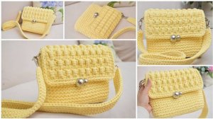 Уникальный красивый узор крючком и чудесная сумочка из трикотажной пряжи