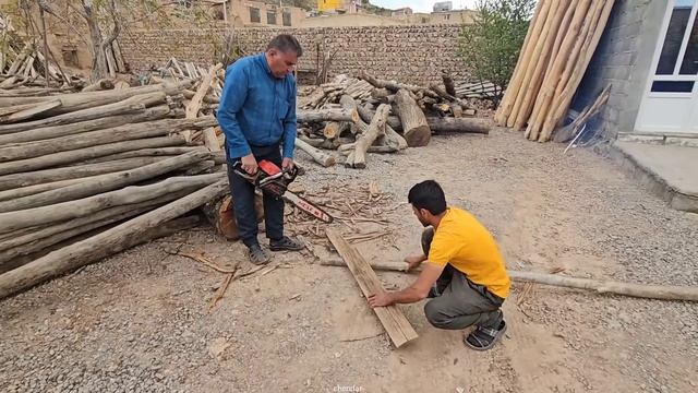 Buying Wood And Boards To Cover The Roof Of The Nomadic Shelter