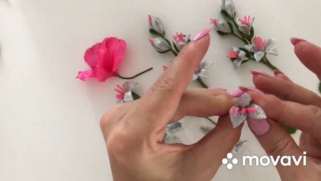 МК Колокольчики из парчи 🌺🌾🌿. DIY Ribbon flowers 🍃🌾☘️. Flores de la fita смотреть онлайн