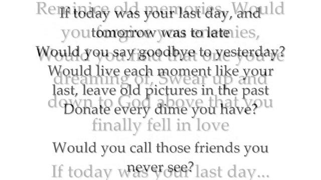 If Today Was Your Last Day Lyric Video смотреть онлайн