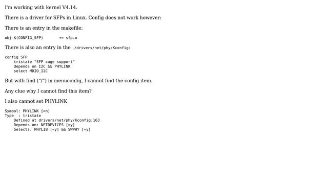 Unix & Linux: Cannot set CONFIG_SFP смотреть онлайн
