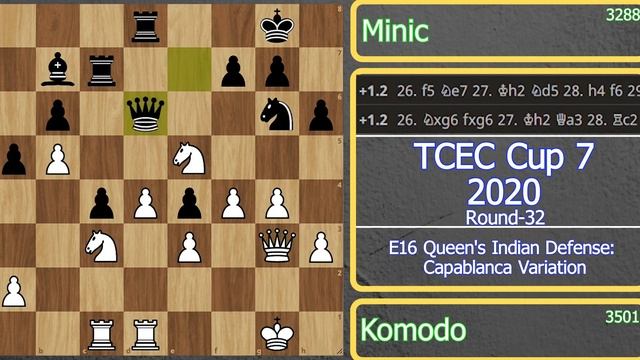 KomodoDragon left 3288 Elo Moveless | KomodoDragon vs Minic | TCEC Cup 7 2020 смотреть онлайн