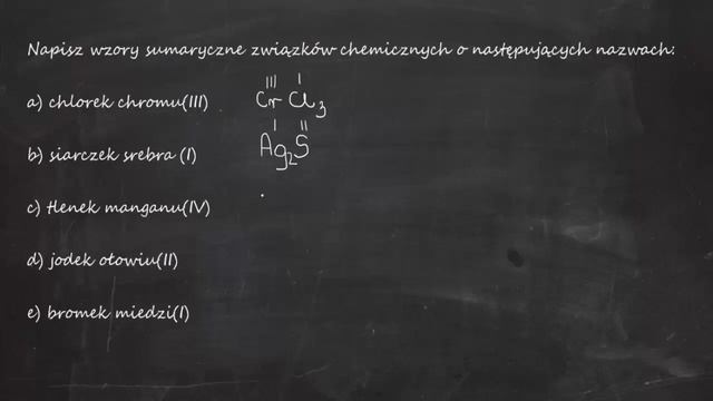 Napisz wzory sumaryczne związków chemicznych o następujących nazwach : a) chlorek chromu(III) смотреть онлайн