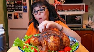 Мукбанг | Запечённая курочка с помидорками | Обжор Асмр