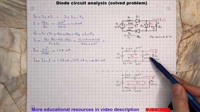 Diode Circuit Solved Problem, Multi Diode Circuit Example смотреть онлайн