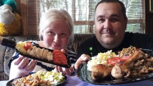 Обжор курица из духовки с гречкой | Мукбанг салат из курицы с ананасами