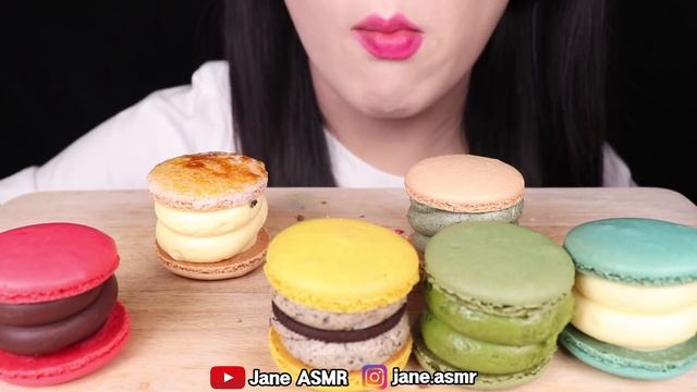 ASMR MACARON PARTY *FATCARON, RAINBOW MERINGUE COOKIES 뚱카롱 파티 *무지개 머랭쿠키 먹방 JANE ASMR 제인