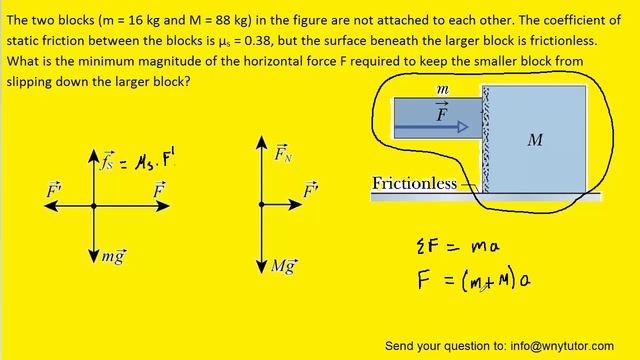 The two blocks (m = 16 kg and M = 88 kg) in the figure are not attached to each other. The coeffici смотреть онлайн