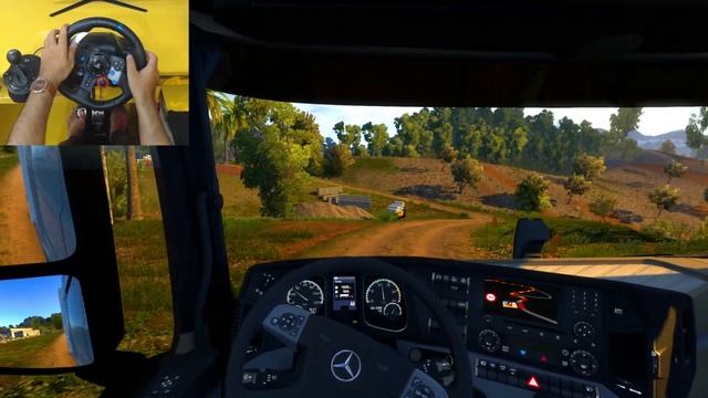 DANGEROUS DRIVE Mercedes Truck Through Narrow Roads Of Extreme Map | ETS 2 1.49 | Logitech G29