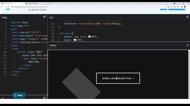 Shine On Hover Button Effect | Web Development Series | Newton School смотреть онлайн