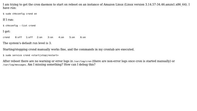 DevOps & SysAdmins: Ran chkconfig but crond not starting on reboot on Amazon Linux (2 Solutions!!) смотреть онлайн