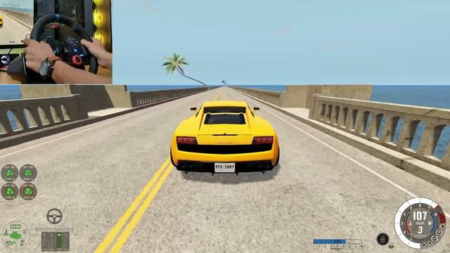Lamborghini Gallardo Car Driving & Top Speed Test | Logitech g29 | BeamNG Drive Wheelcam Gameplay смотреть онлайн