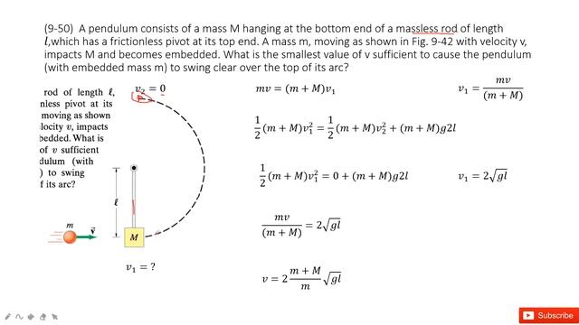 (9-50) A pendulum consists of a mass M hanging at the bottom end of a massless rod of length l,whi смотреть онлайн