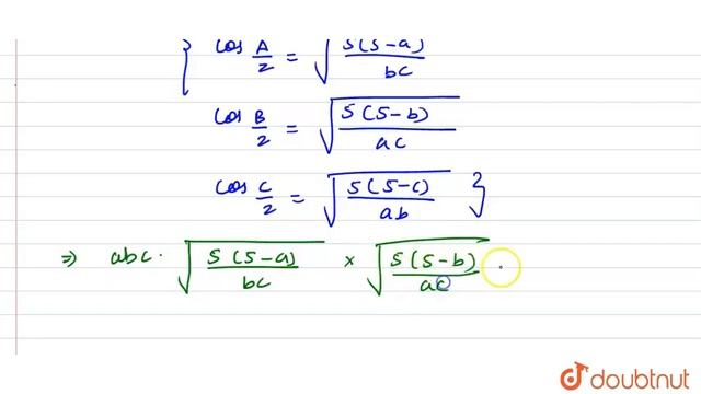 Delta ABC में , सिद्ध कीजिए कि abc* cos.A/2* cos.B/2 * cos.C/2 = Delta s | 11 | त्रिकोणमितीय ... смотреть онлайн