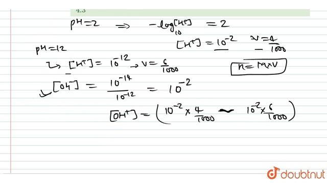 pH = 2 के HCI विलयन के 4 ml को pH = 12 के 6 ml NaOH विलयन के साथ मिलाया जाता है। विलयन का अंतिम ... смотреть онлайн