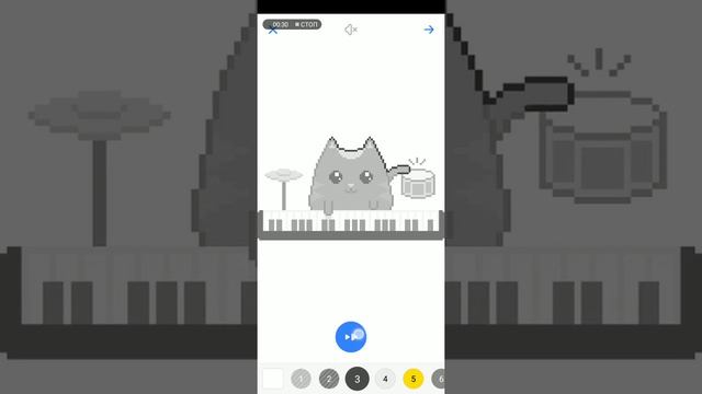 Раскраска по номерам. Кот-музыкант. смотреть онлайн