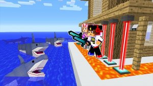 ЗАЩИЩЕННЫЙ ДОМ НУБА И ПРО ПРОТИВ ЗОМБИ АКУЛ в МАЙНКРАФТ ! НУБ ВИДЕО ТРОЛЛИНГ MINECRAFT Евгенбро