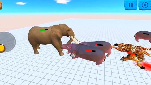 Elephant & Giraffe Vs Tiger & Hippopotamus - Animal Revolt Battle Simulator