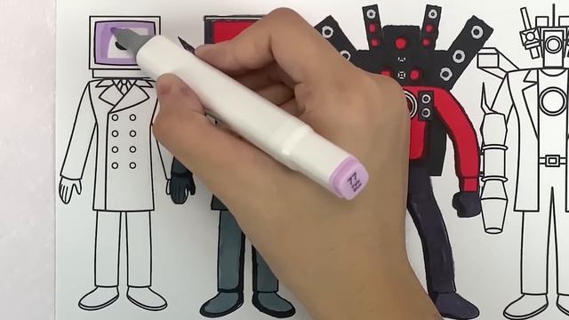 Skibidi Toilet Coloring Pages / How to Color CAMERAMAN & SPEAKERMAN & TV MAN & TV WOMAN смотреть онлайн