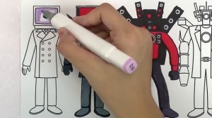 Skibidi Toilet Coloring Pages / How to Color CAMERAMAN & SPEAKERMAN & TV MAN & TV WOMAN