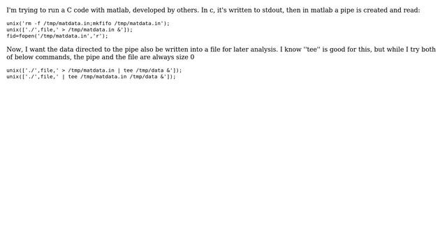 Unix & Linux: Tee does not write to file when combined to pipe смотреть онлайн