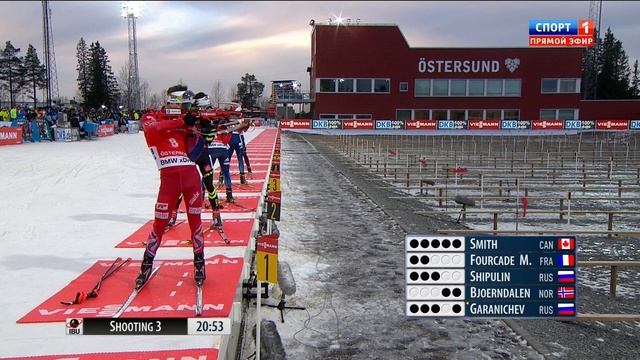 БИАТЛОН. КМ 2014-15. Эстерсунд (Швеция). Мужчины. Гонка преследования 12,5 км. (Спорт 1). 1080i.