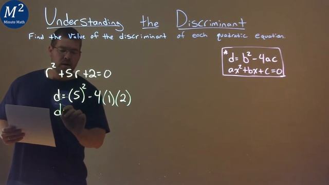 Find the discriminant of r^2+5r+2=0 смотреть онлайн