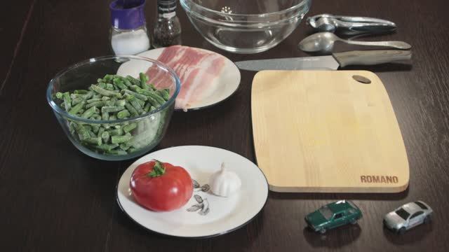 Рецепт Стручковая фасоль с беконом салат