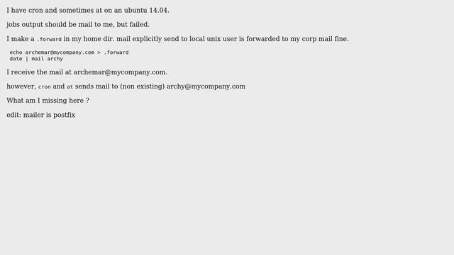 Unix & Linux: cron and at send mail to wrong user смотреть онлайн