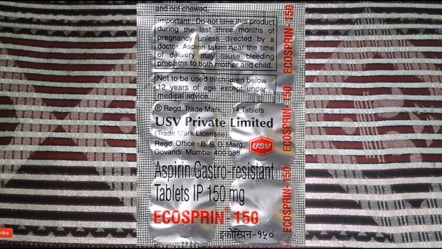 Ecosprin 150 mg tablet uses in hindi || Aspirin Gastro resistant tablet ip 150 mg смотреть онлайн