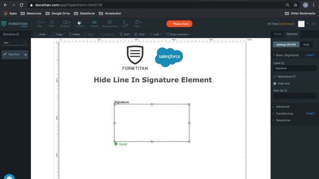 Hide Signature line when using the signature element смотреть онлайн