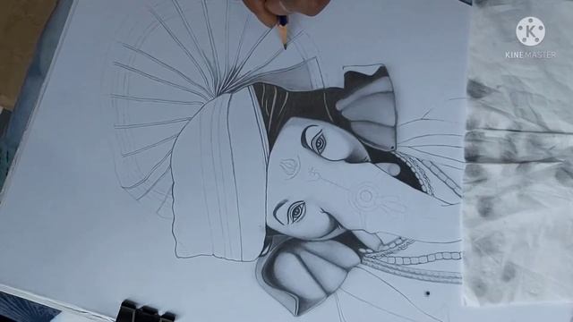 pencil sketch of Lord Ganesh. смотреть онлайн