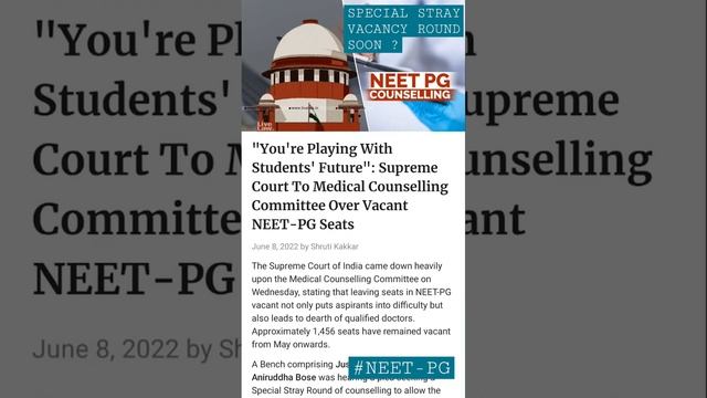 NEET-PG 2021 ,BIG UPDATE , SPECIAL STRAY VACANCY COUNSELLING MAY HAPPEN SOON , FOR 1456 SEATS 💥💥 смотреть онлайн