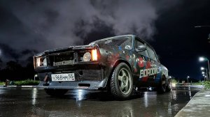 МОЩНЫЙ ВОСЬМИКЛОП ГНЕТ ТЯГИ. Заварил выхлоп. Дрифт по мокрому