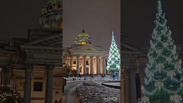 Казанский собор Северной столицы в преддверии нового года. смотреть онлайн