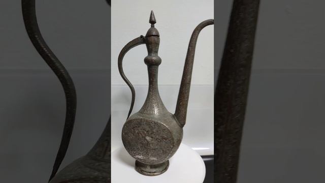 Antique Islamic Arabic Persian Afghan Engraved Copper Tin Plated Ewer Pitcher смотреть онлайн