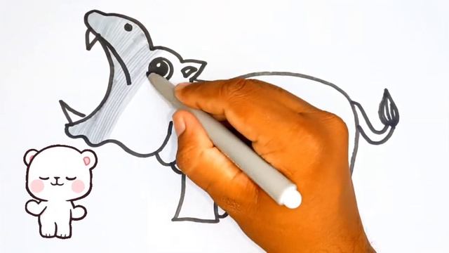 Bolalar Uchun Hippo Chizish/Drawing Hippo For Children/Рисуем бегемота для детей