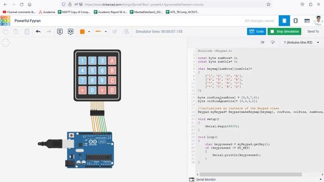 4x4 Keypad and Arduino using Tinkercad смотреть онлайн