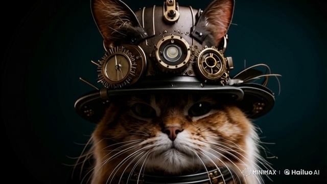 Кот стимпанк в каске